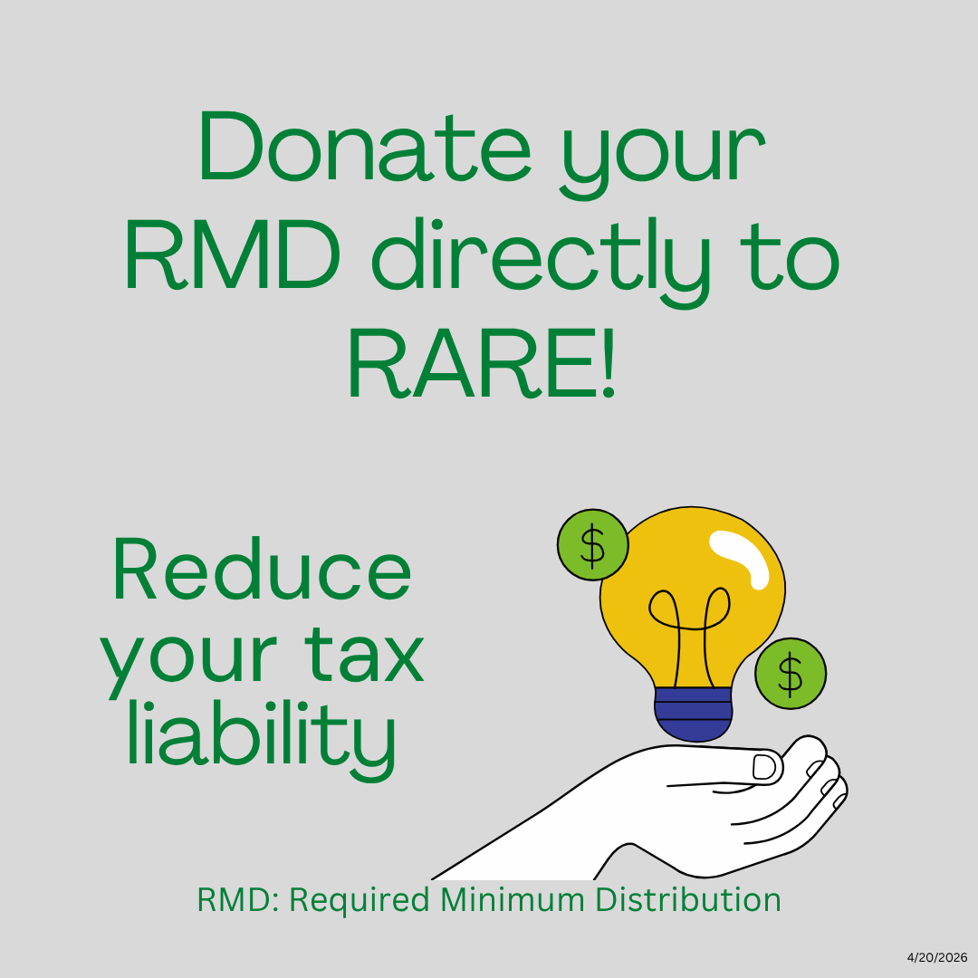 Donate your RMD directly to RARE! Reduce your tax liability.